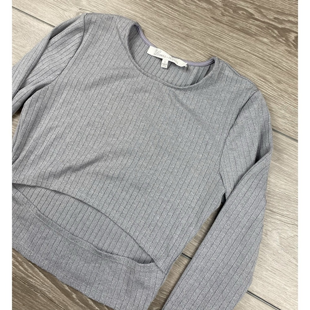 Lovers & Friends Women's Clea Ribbed Cropped Tee Top Grey Size Small
